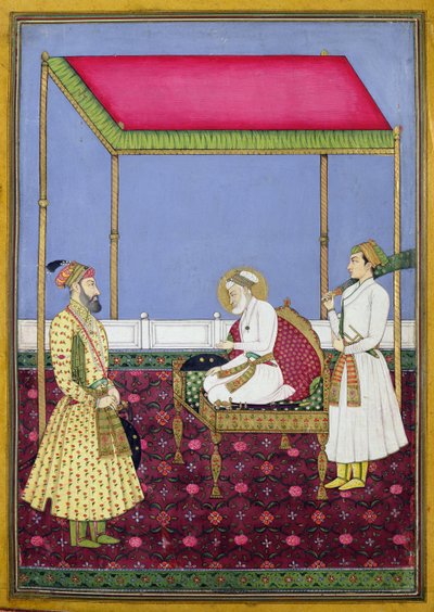 The Emperor Aurangzeb in Old Age Seated on a Throne, Miniature from a Muraqqa Album, Early Eighteenth Century by Indian School
